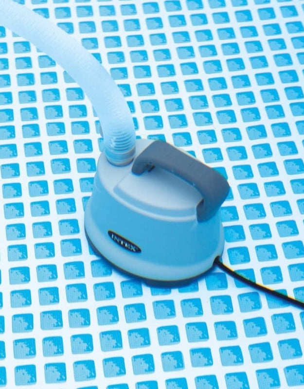 Intex 28606 Pool Drain Pump 28cm operating inside pool with hose connected